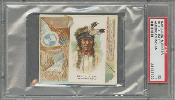 1888 N36 Allen & Ginter "The American Indian" Large Cards "Red Thunder" - PSA EX 5